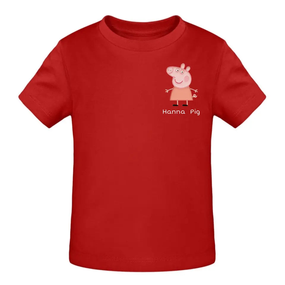 Pig mit Kindername - T-Shirt ab 0 Monate