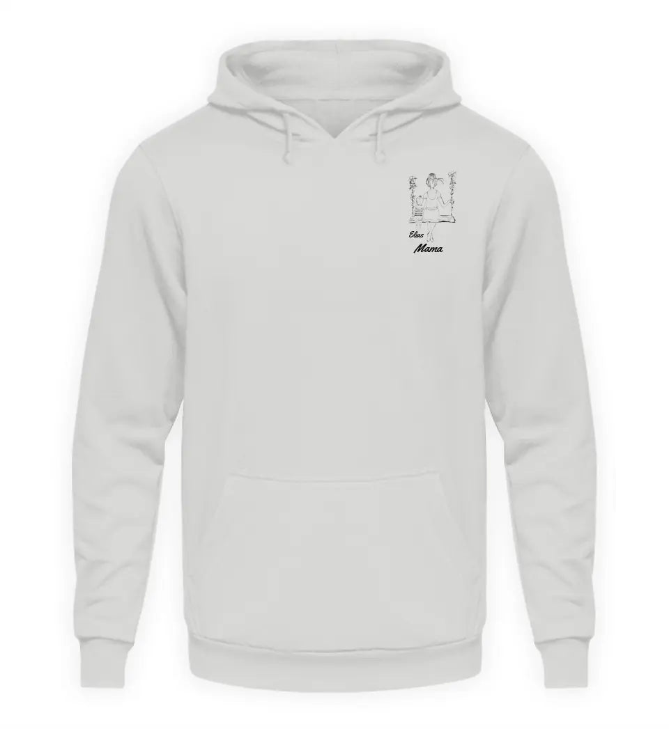 Mama auf Schaukel mit Kindern - Damen Hoodie personalisierbar