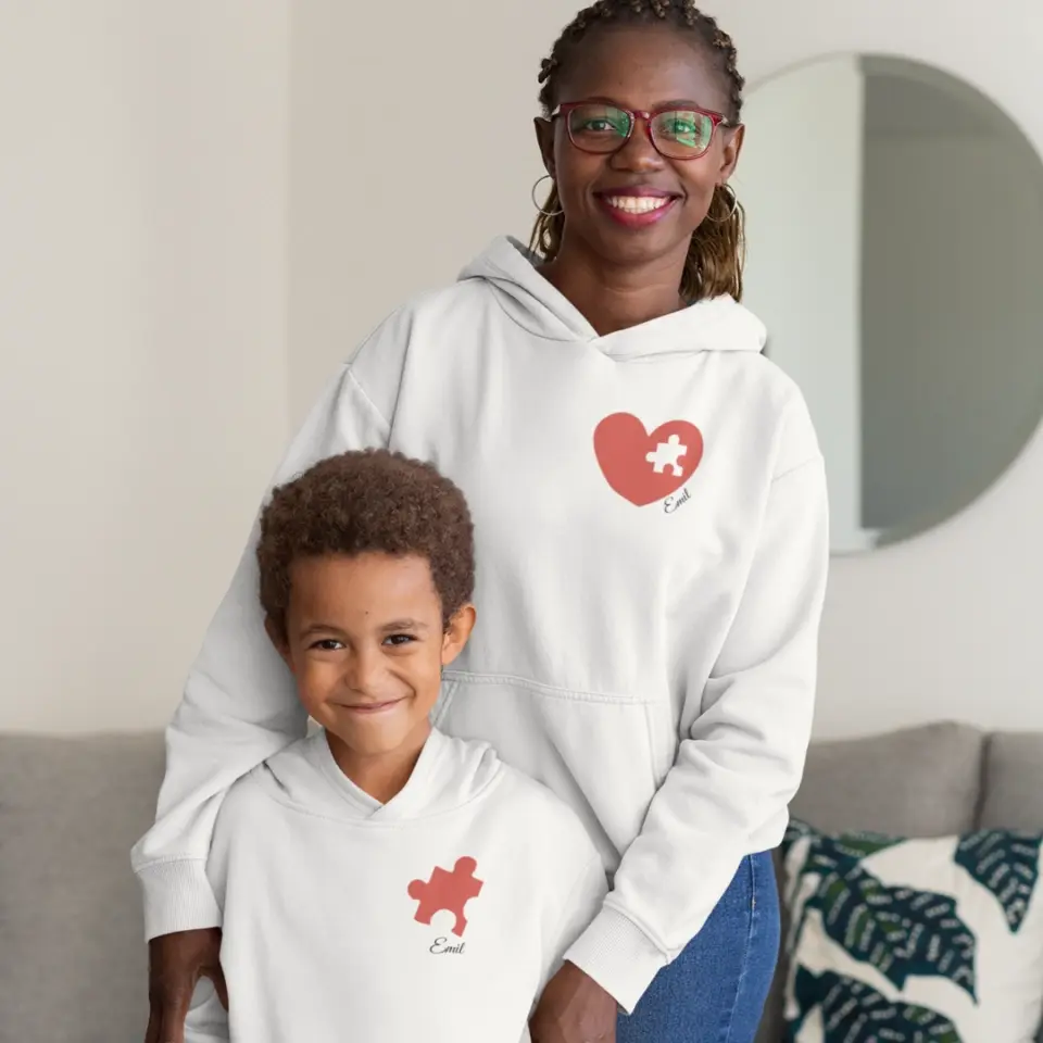 Herzpuzzle - Damen Hoodie personalisierbar