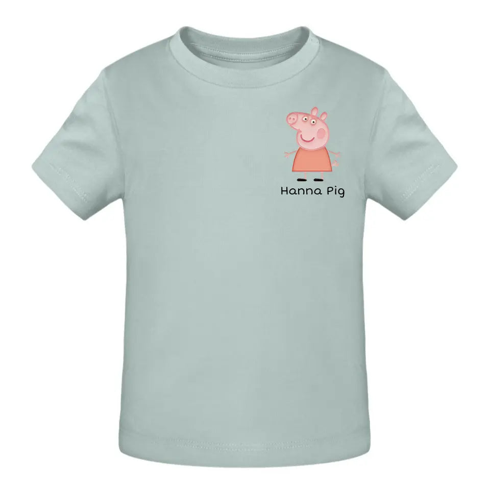 Pig mit Kindername - T-Shirt ab 0 Monate