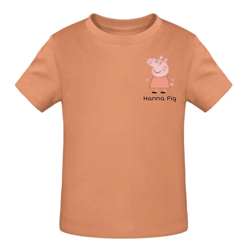 Pig mit Kindername - T-Shirt ab 0 Monate