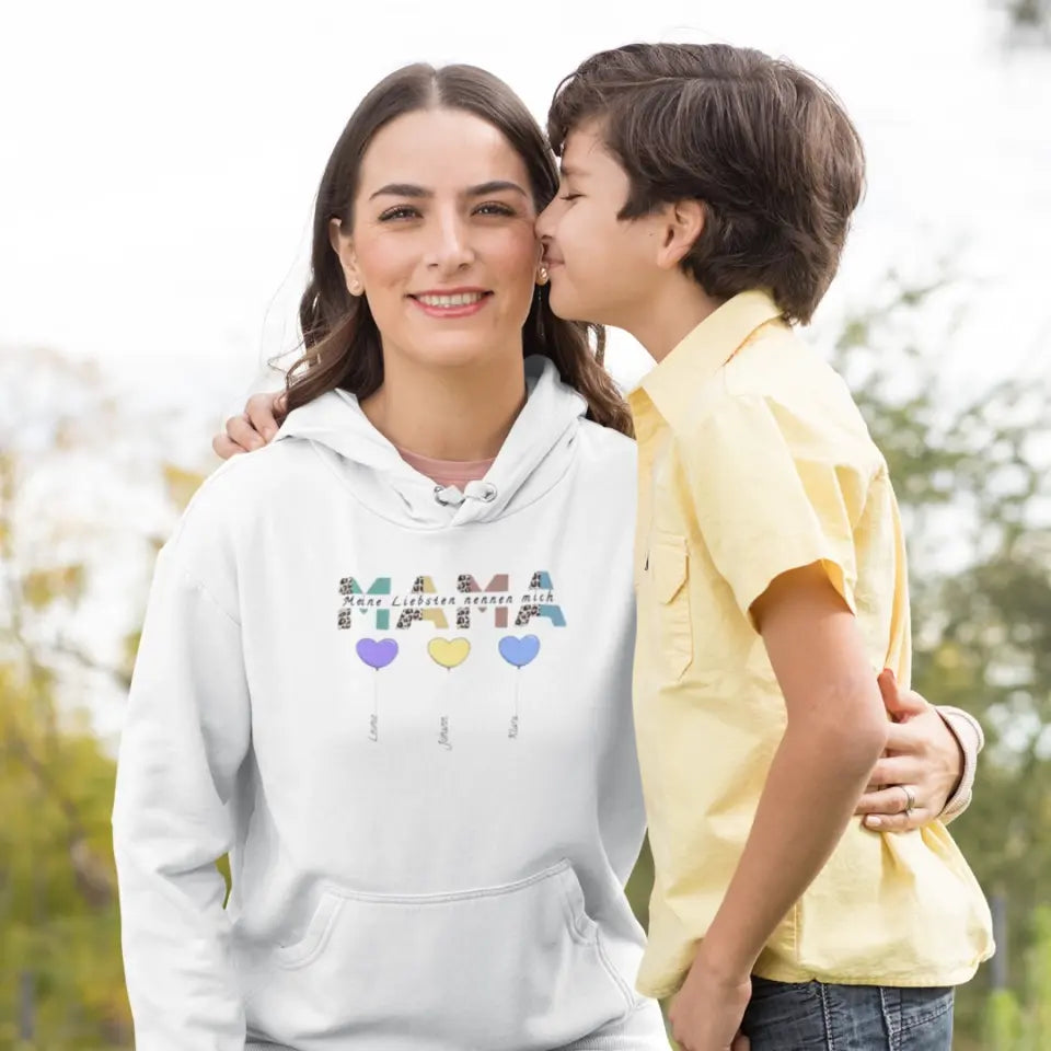 Mama/Oma Herzballons - Damen Hoodie personalisierbar