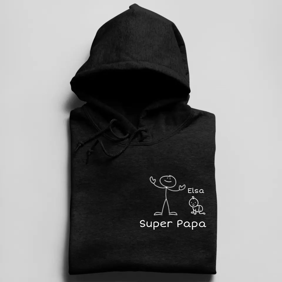 Super Papa Strichmännchen - Herren Hoodie personalisierbar