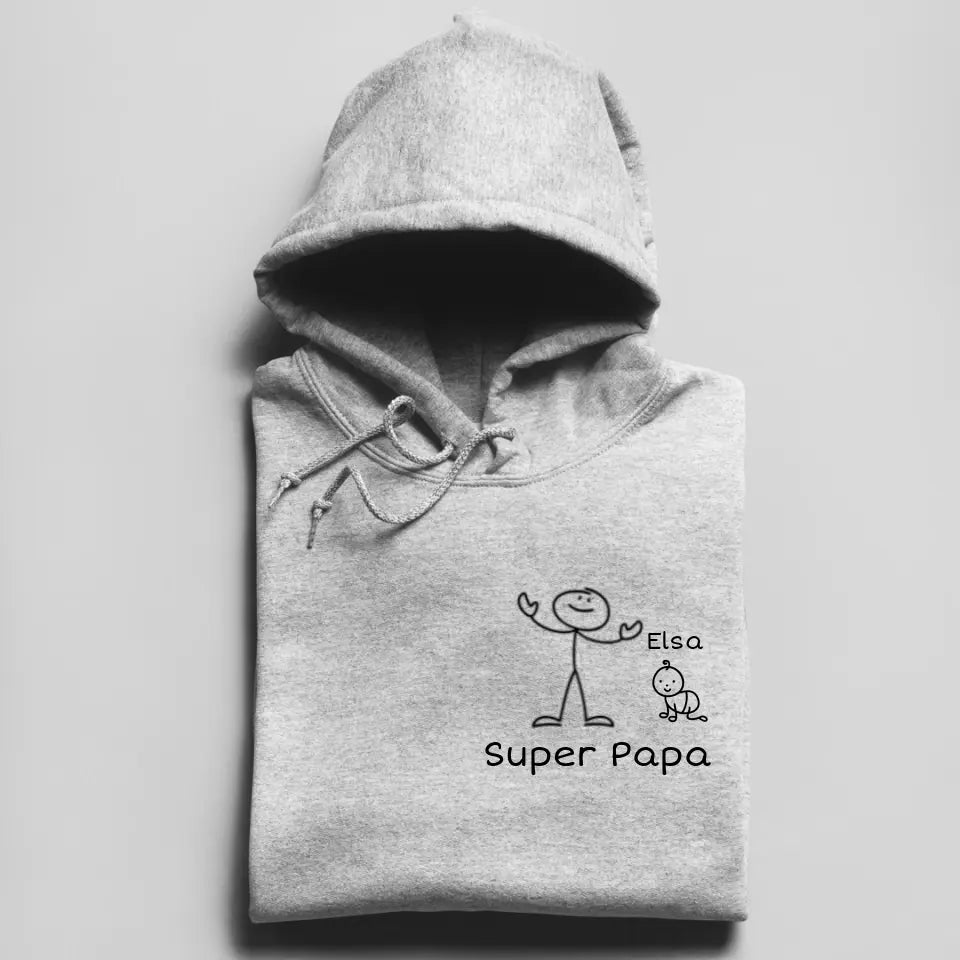 Super Papa Strichmännchen - Herren Hoodie personalisierbar