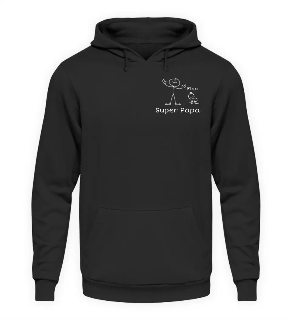 Super Papa Strichmännchen - Herren Hoodie personalisierbar