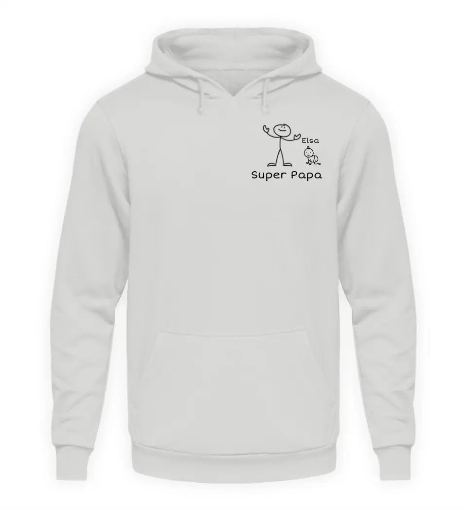 Super Papa Strichmännchen - Herren Hoodie personalisierbar