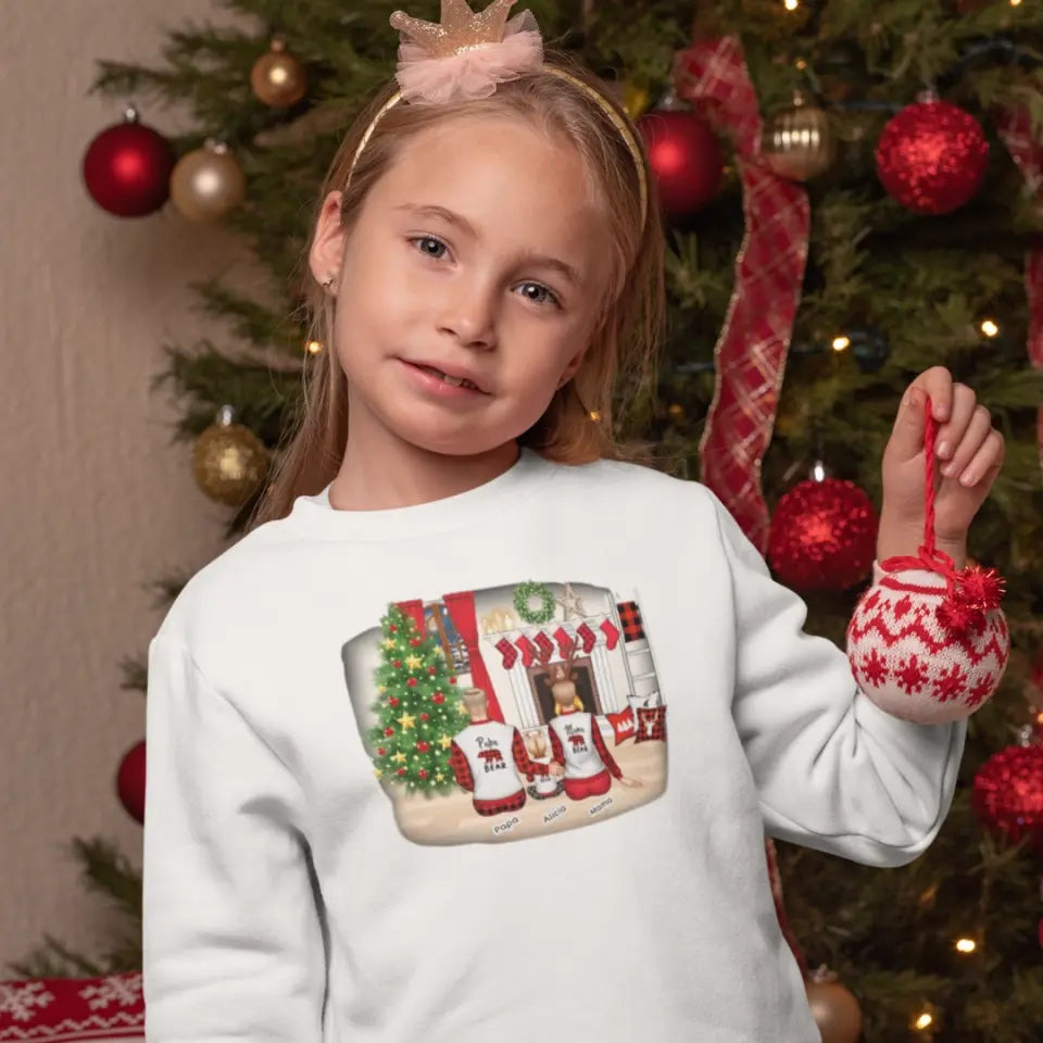 Weihnachten Familie - Kinder Sweatshirt personalisierbar