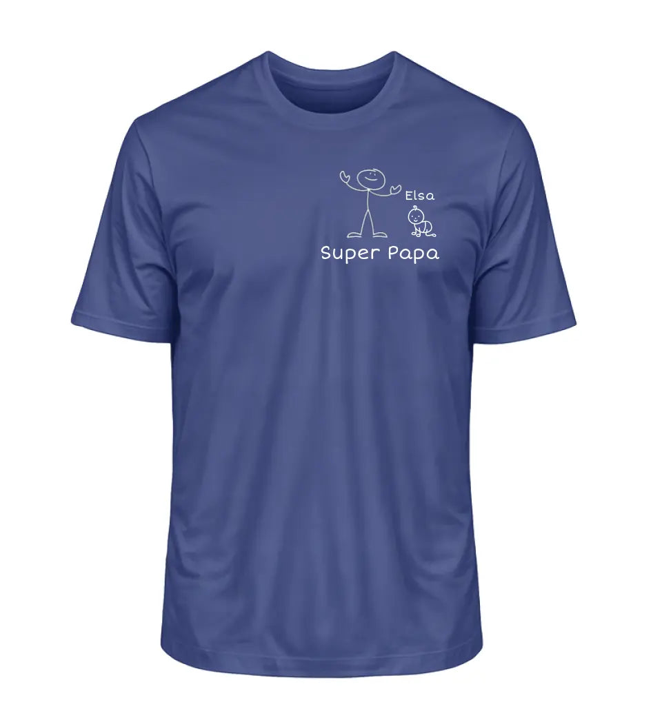 Super Papa Strichmännchen - Herren T-Shirt personalisierbar