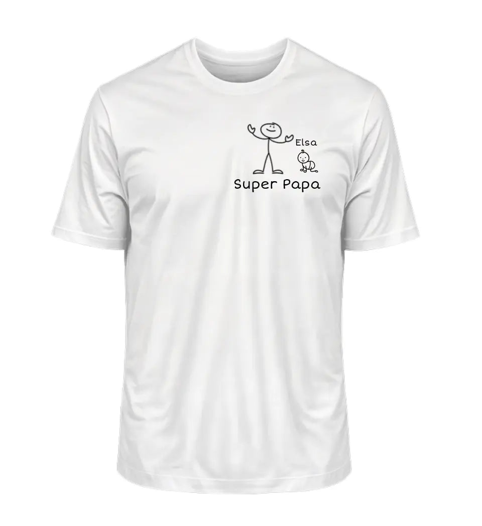 Super Papa Strichmännchen - Herren T-Shirt personalisierbar