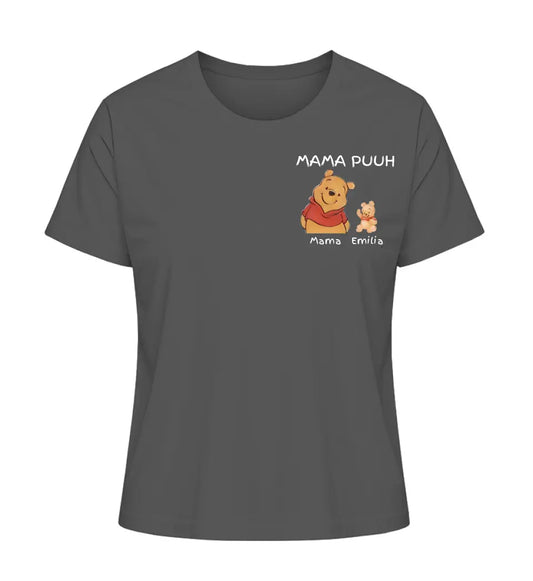 Mama Puuh mit Kindername/n - Damen T-Shirt personalisierbar