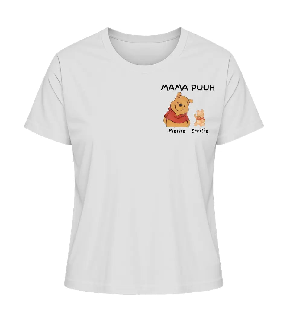 Mama Puuh mit Kindername/n - Damen T-Shirt personalisierbar