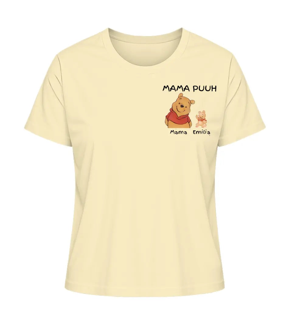 Mama Puuh mit Kindername/n - Damen T-Shirt personalisierbar