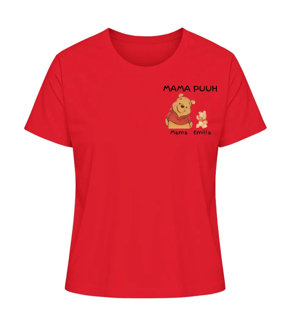 Mama Puuh mit Kindername/n - Damen T-Shirt personalisierbar