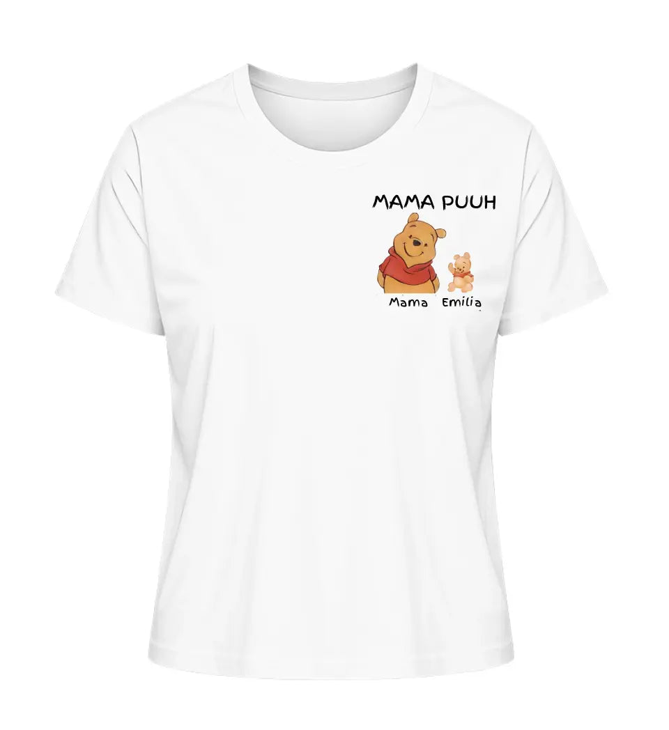 Mama Puuh mit Kindername/n - Damen T-Shirt personalisierbar