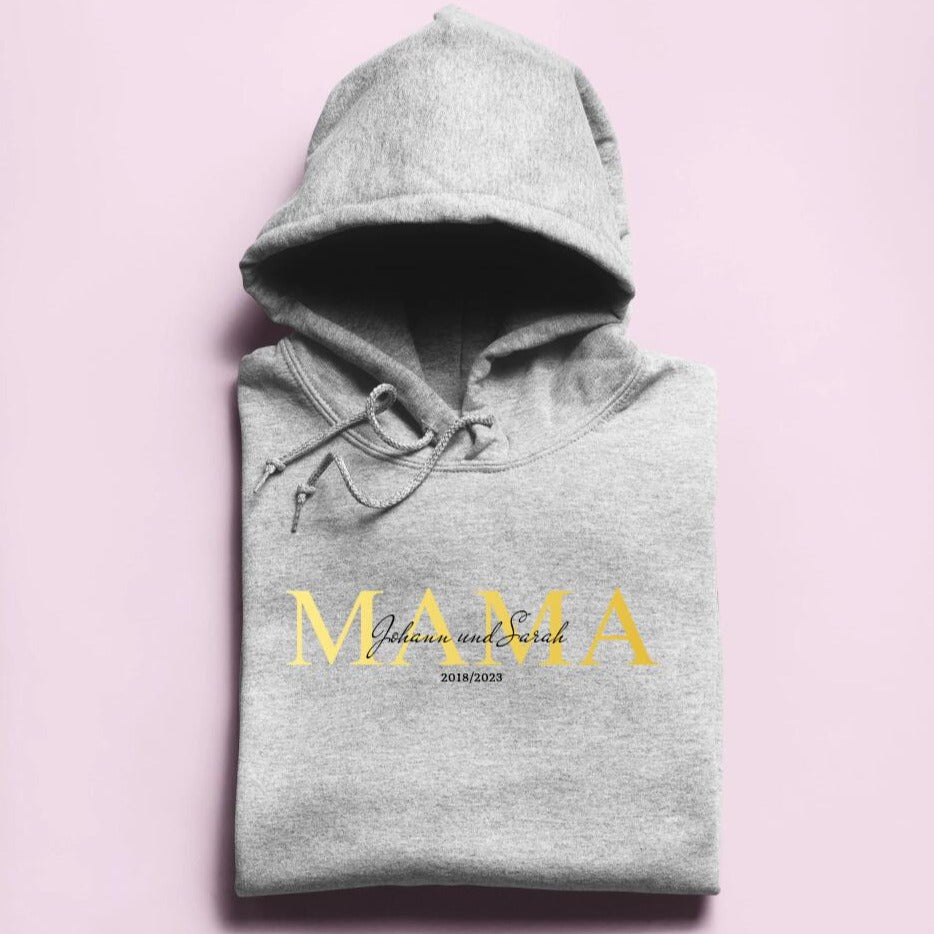 Mama Schriftzug mit Kindernamen - Damen Hoodie personalisierbar