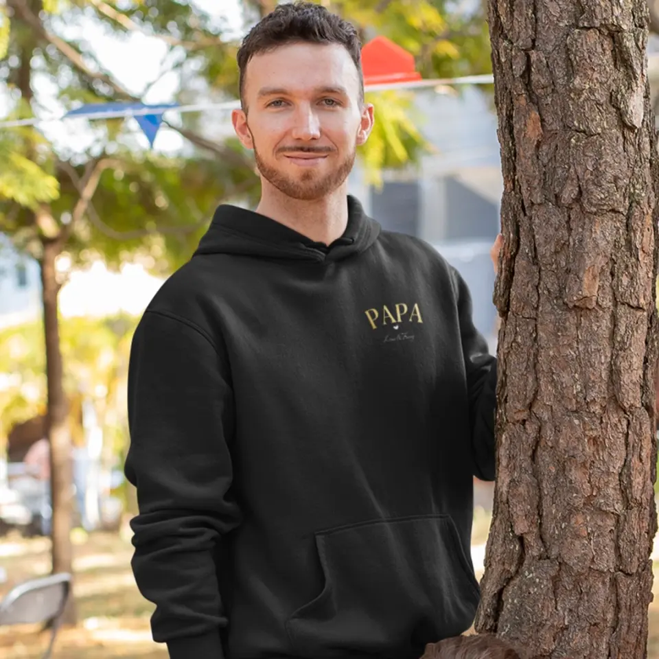 Papa mit Kindernamen - Herren Hoodie personalisierbar