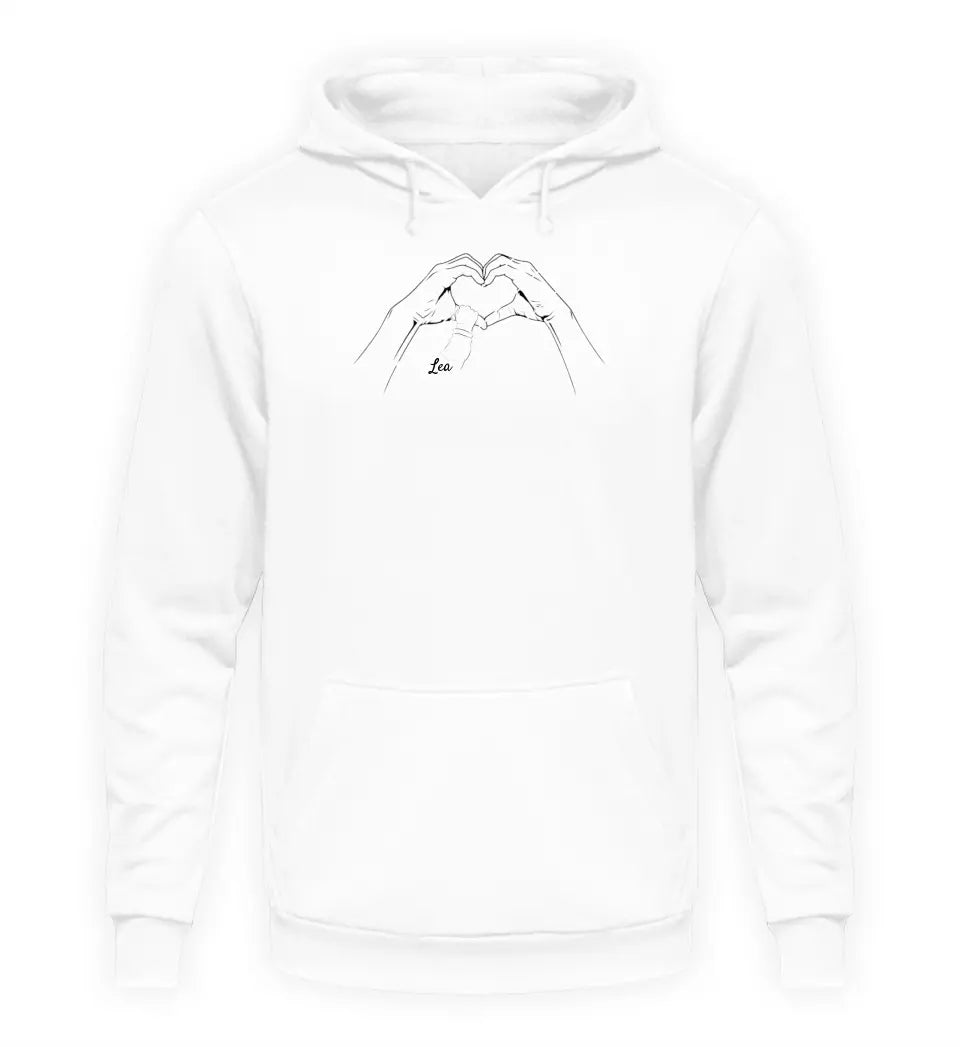 Herzhand mit Kindernamen - Damen Hoodie personalisierbar