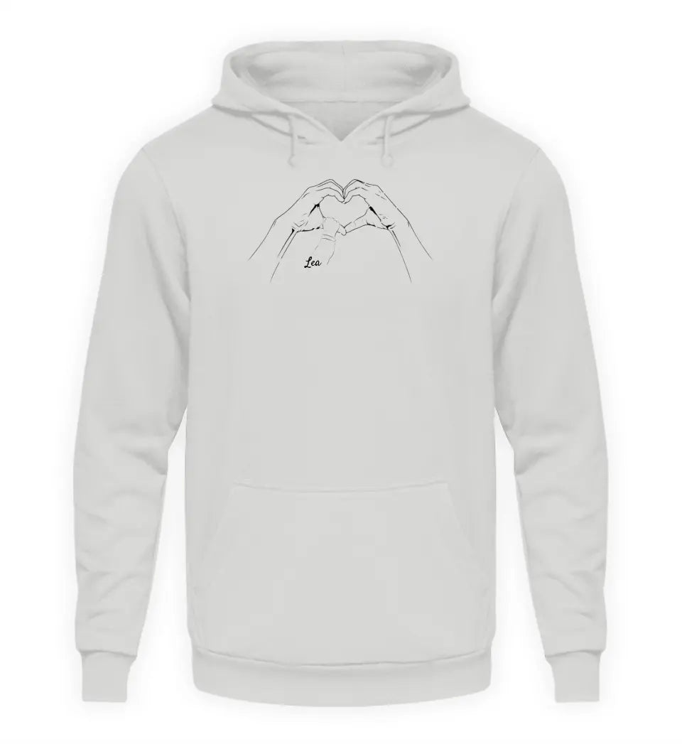 Herzhand mit Kindernamen - Damen Hoodie personalisierbar