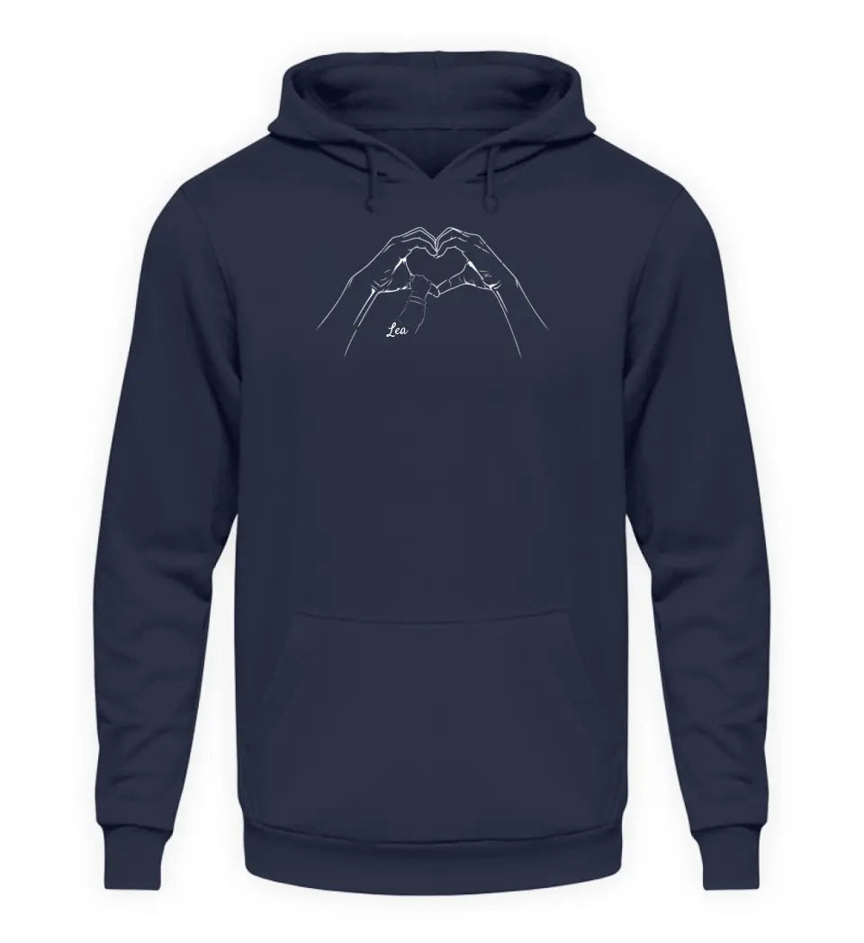 Herzhand mit Kindernamen - Damen Hoodie personalisierbar