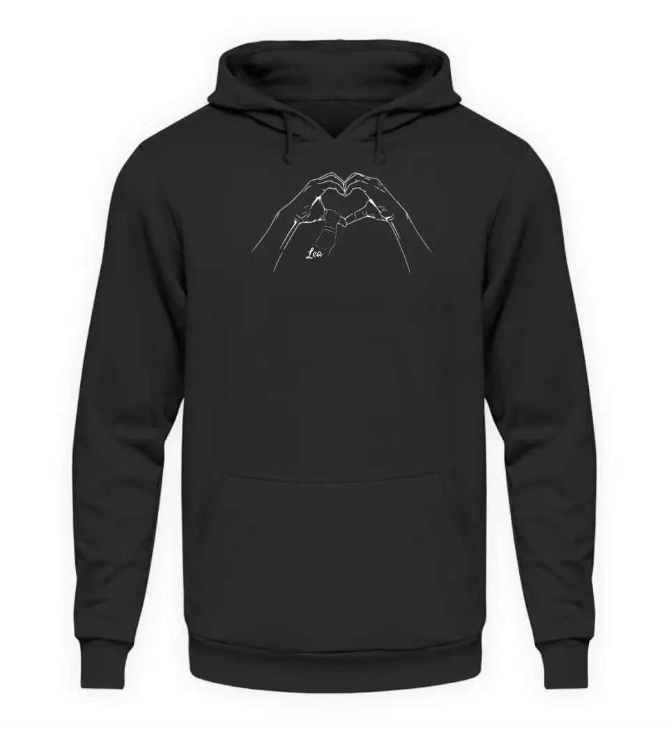 Herzhand mit Kindernamen - Damen Hoodie personalisierbar