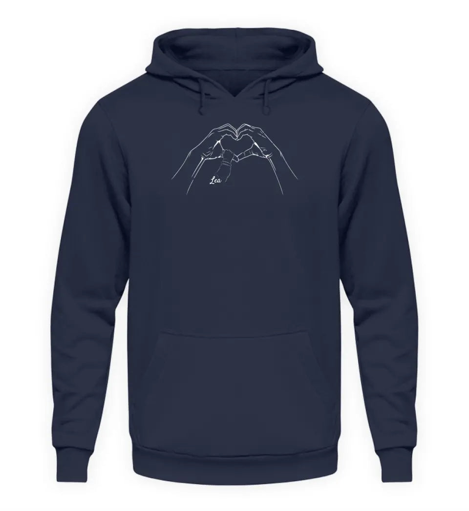 Herzhand mit Kinderhänden - Herren Hoodie personalisierbar