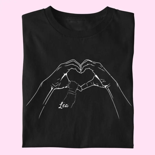 Herzhand mit Kinderhänden - Damen T-Shirt personalisierbar