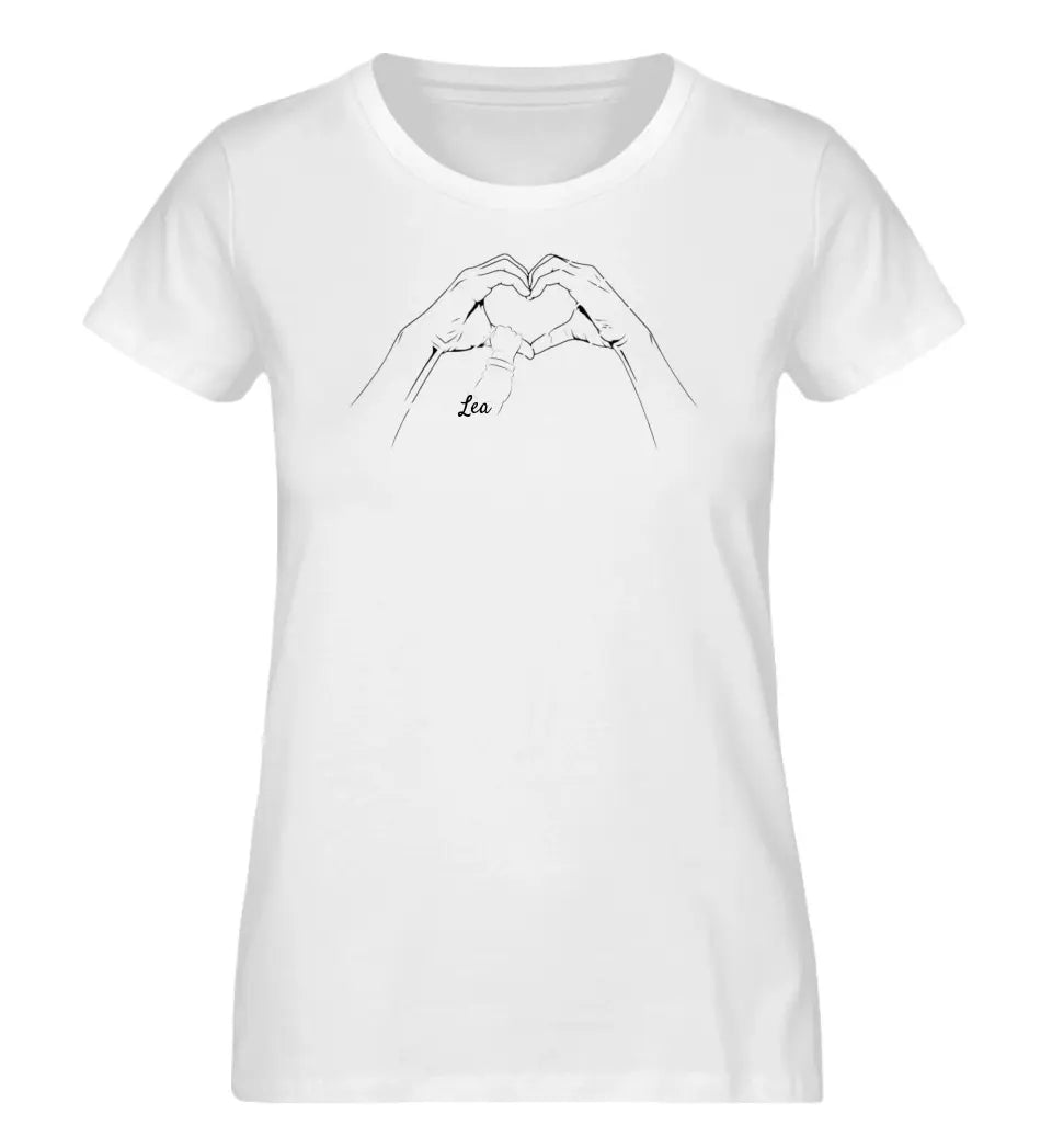 Herzhand mit Kinderhänden - Damen T-Shirt personalisierbar