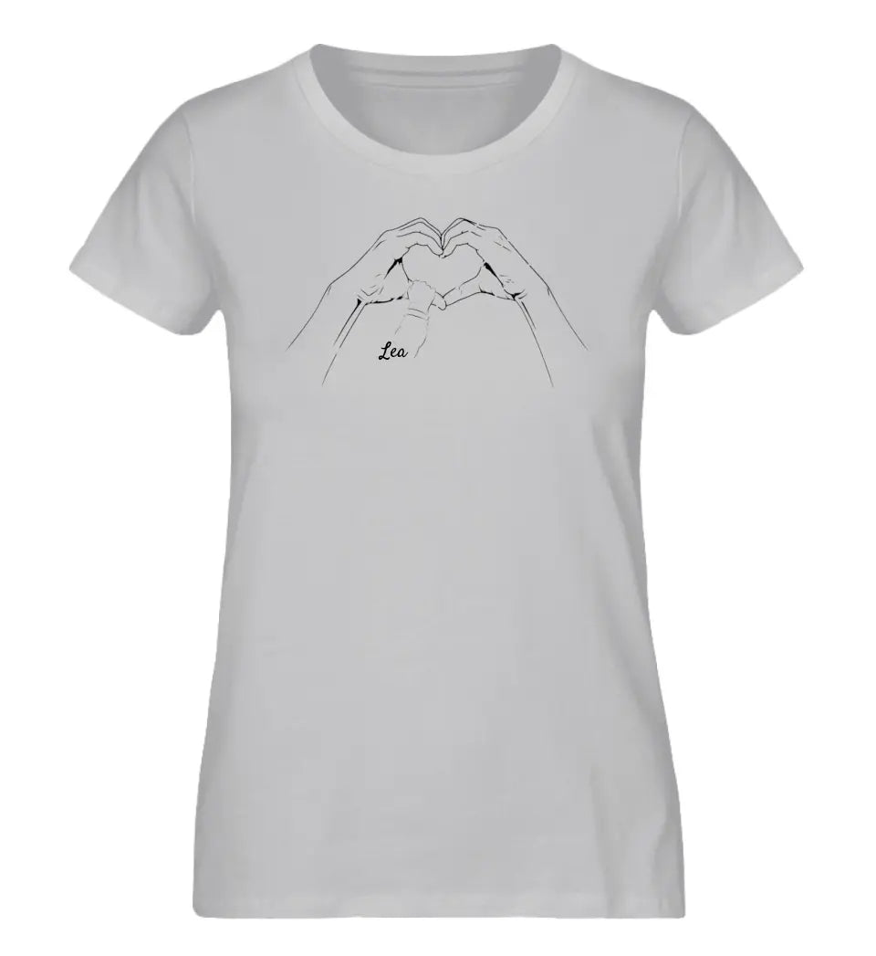 Herzhand mit Kinderhänden - Damen T-Shirt personalisierbar