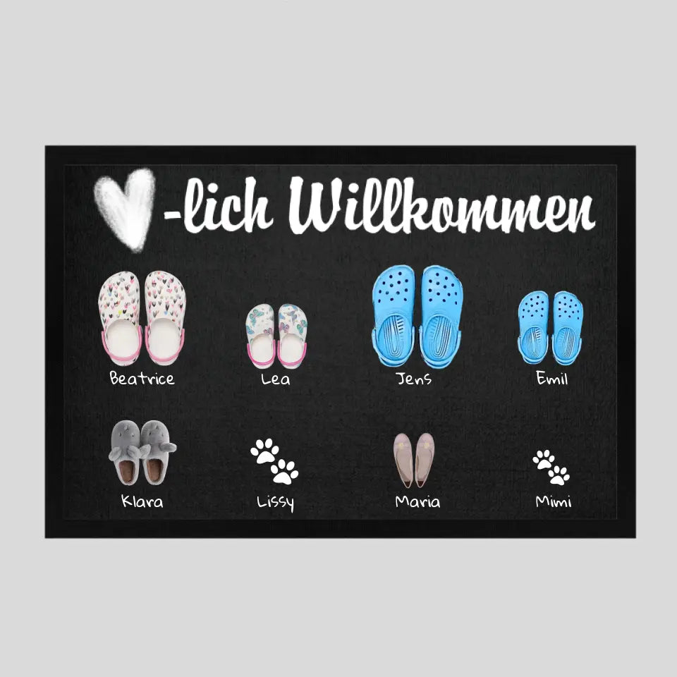 Familie Schuhe - Fußmatte personalisierbar