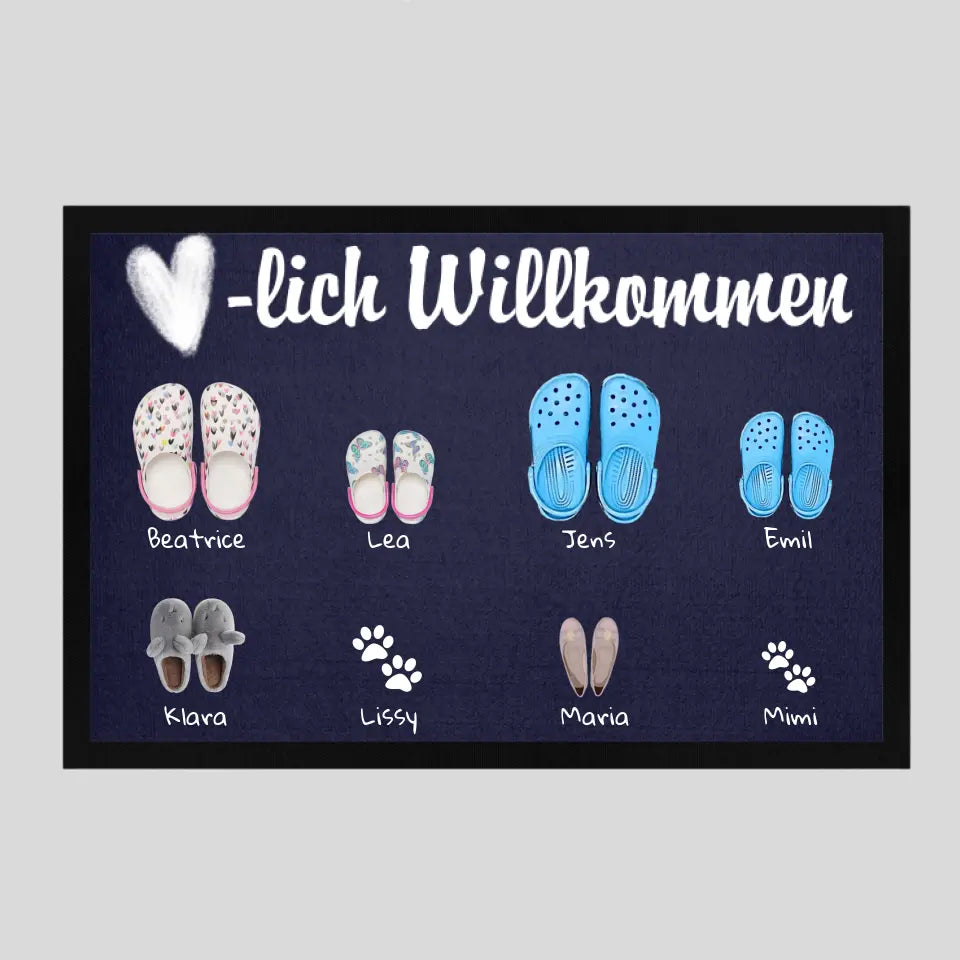 Familie Schuhe - Fußmatte personalisierbar