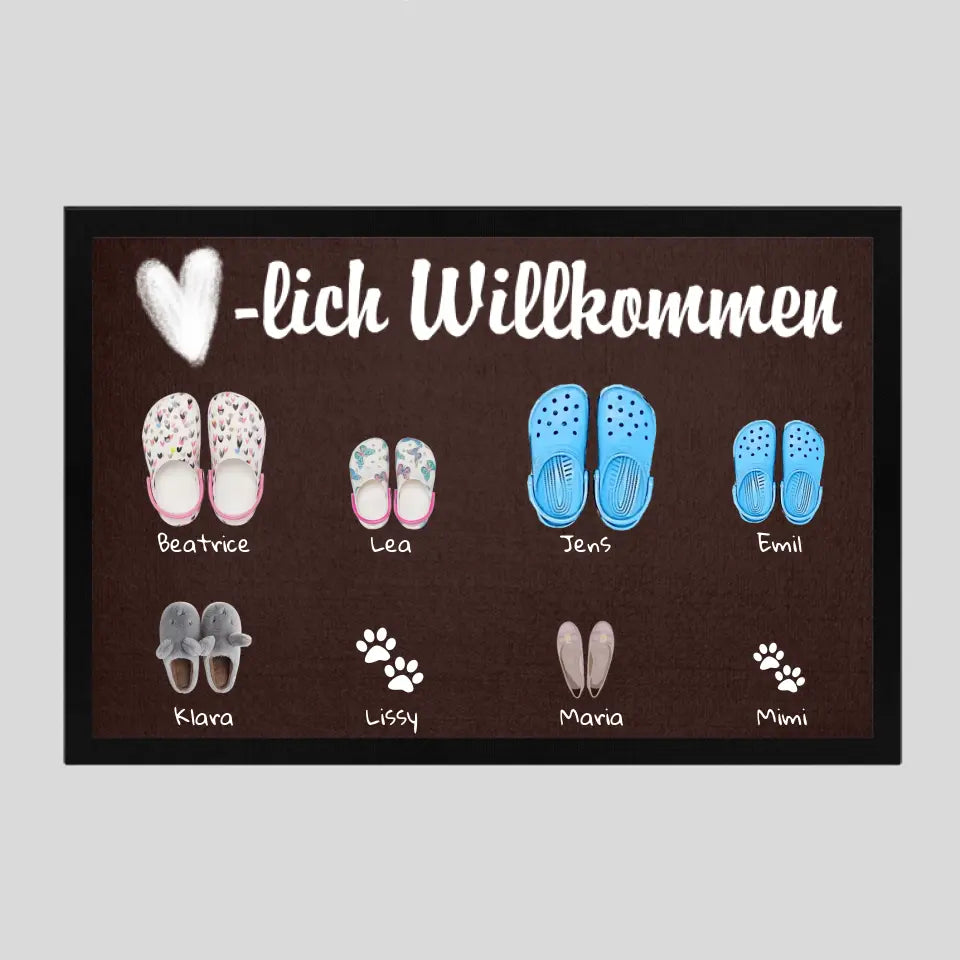 Familie Schuhe - Fußmatte personalisierbar