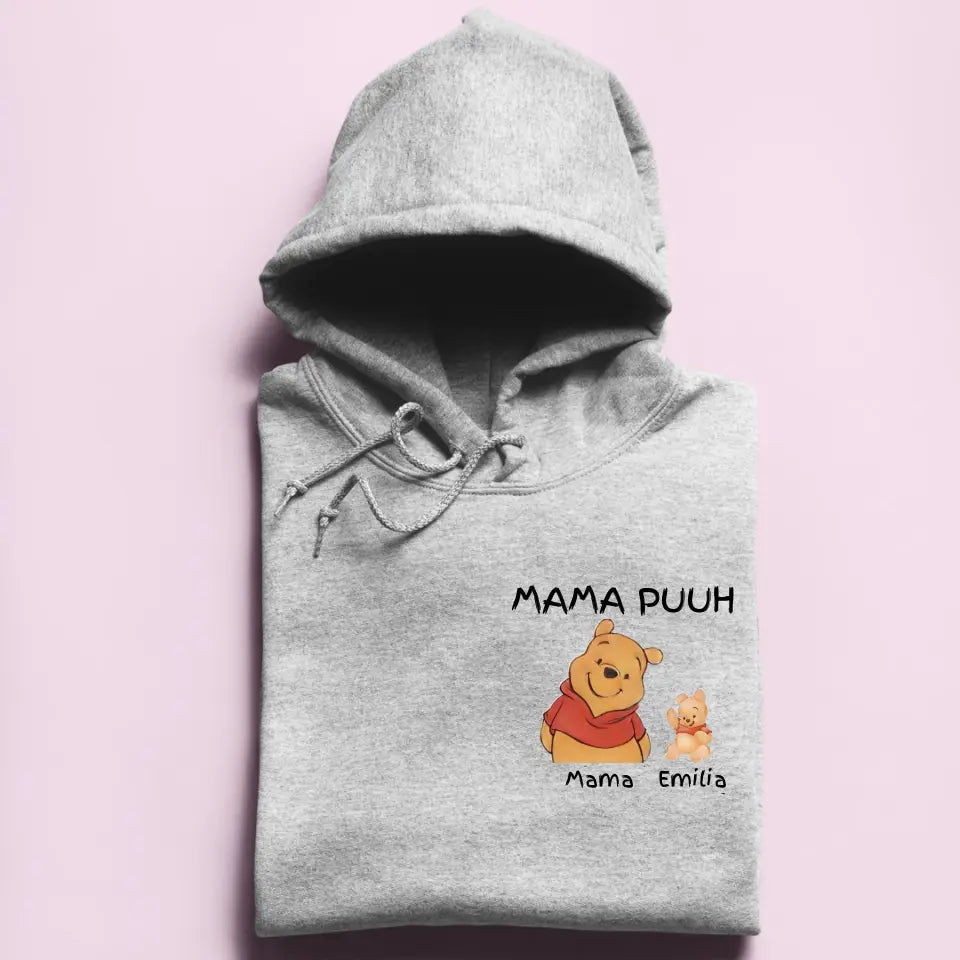 Mama Puuh mit Kindername/n - Damen Hoodie personalisierbar