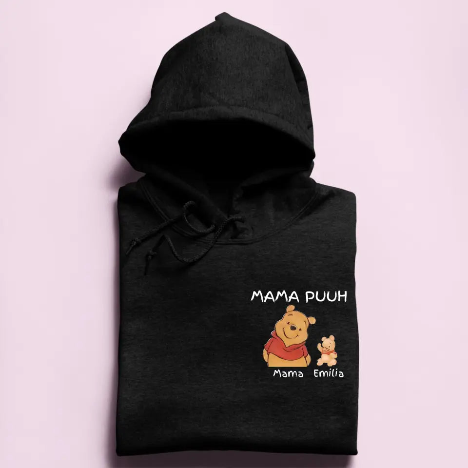 Mama Puuh mit Kindername/n - Damen Hoodie personalisierbar