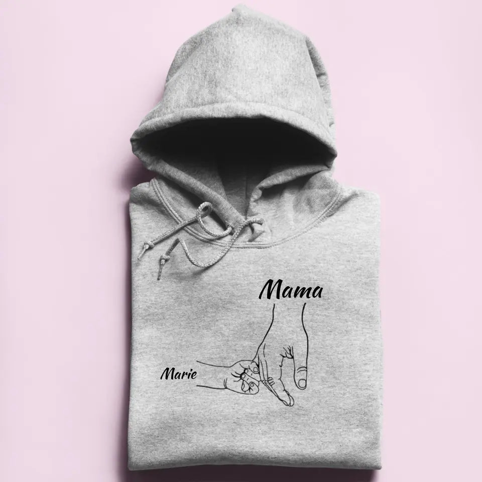 Mama Hand mit Kindernamen - Damen Hoodie personalisierbar