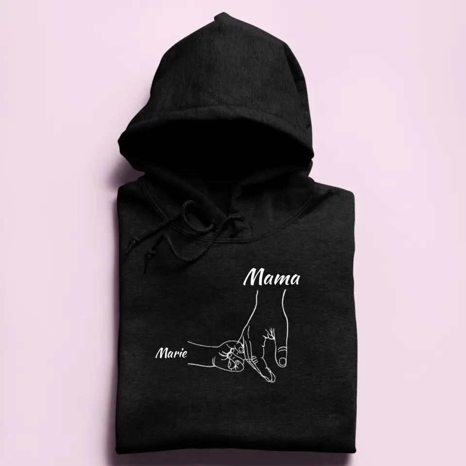 Mama Hand mit Kindernamen - Damen Hoodie personalisierbar