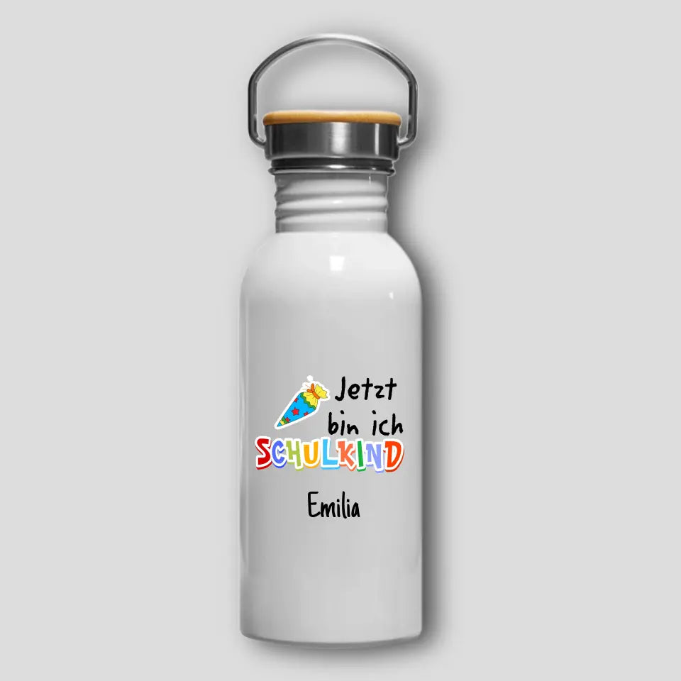 Jetzt bin ich Schulkind/Kindergartenkind - Edelstahl Trinkflasche personalisierbar