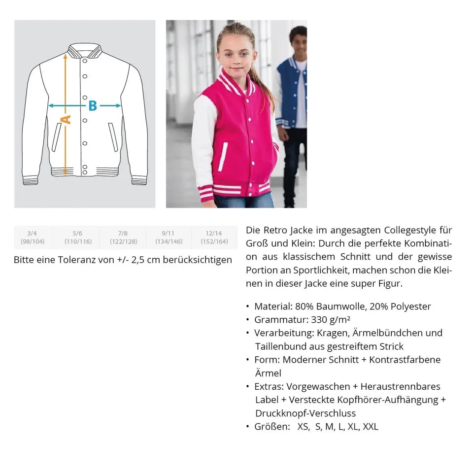 Jetzt bin ich Schulkind - College Sweatjacke ab Größe 98